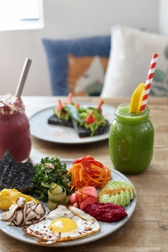 Healthy vegetarian meal ready to eat - Australian Stock Image