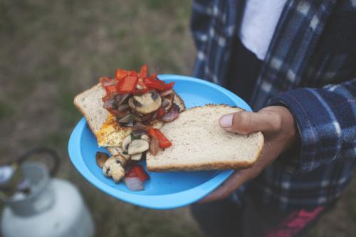 Hearty Camping Breakfast - Australian Stock Image