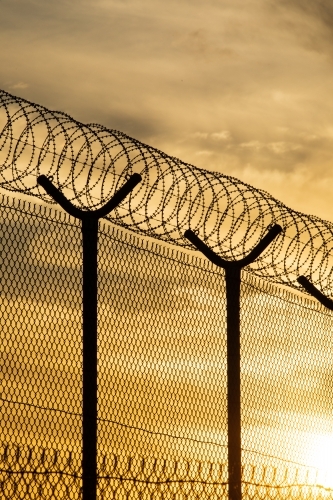 High Security Fence With Barbed Wire - Australian Stock Image