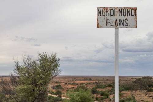 Horizon line over Mundi Mundi Plains - Australian Stock Image