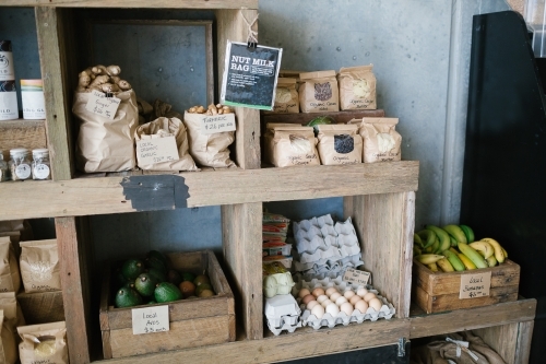 Horizontal shot of a organic store - Australian Stock Image