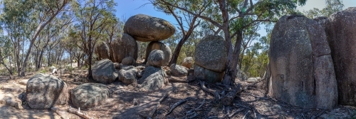 Horizontal shot of large stones at Giraween National Park - Australian Stock Image