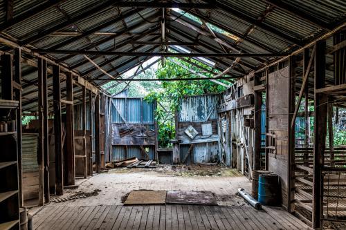 Inside an abandoned farm shed - Australian Stock Image