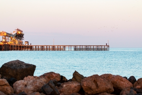jetty and wharf at dawn - Australian Stock Image