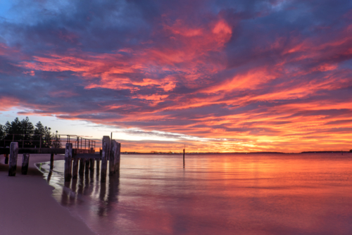 Jetty at Dolls Point in Sydney at sunrise - Australian Stock Image