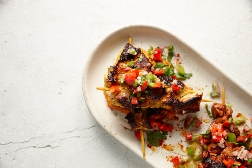 kebab food dish on table - Australian Stock Image