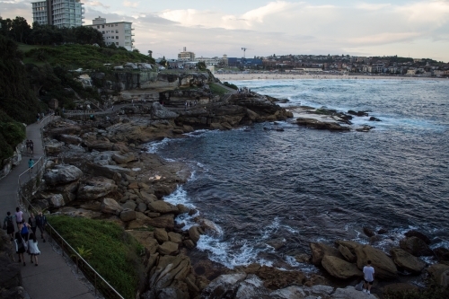 Landscape shot of coastal walk in eastern beaches - Bondi to Coogee walk - Australian Stock Image