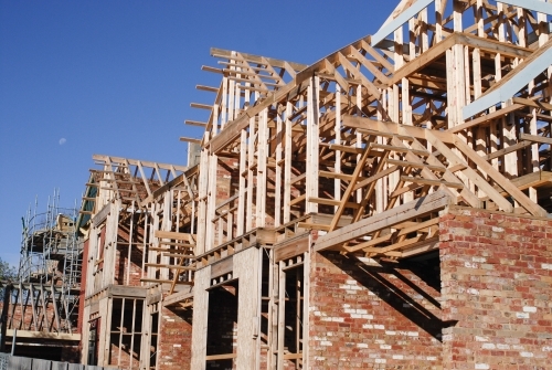 Large attached houses under construction - Australian Stock Image