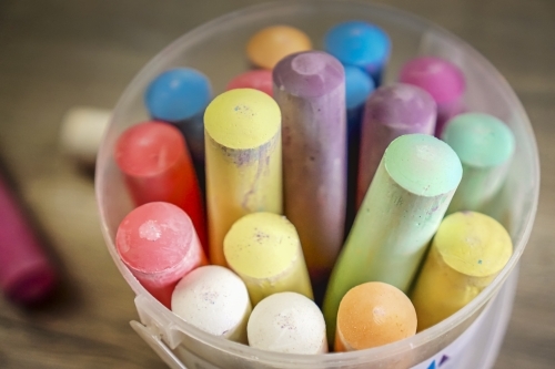 large chalk upright in a bucket - Australian Stock Image