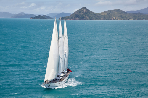 Large sailing yacht in the Whitsunday Islands - Australian Stock Image