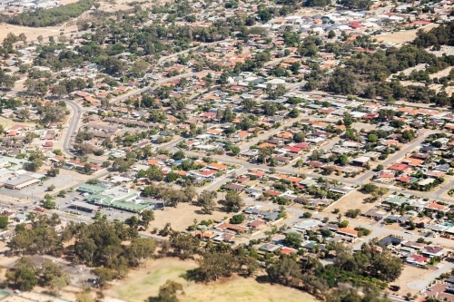 Layout of streets and houses seen from the air - Australian Stock Image