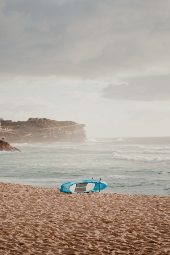 Lifeguard rescue board on the sand at Bronte Beach