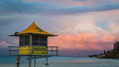 Lifeguard tower overlooking beach - Australian Stock Image