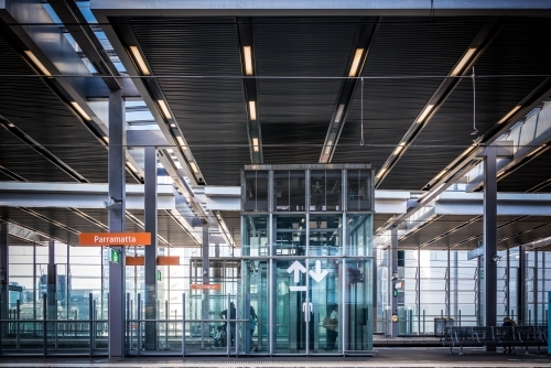 Lift to platform at Parramatta train station - Australian Stock Image