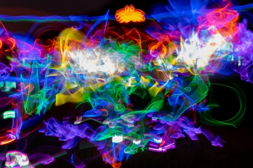 Light painting with multiple glow sticks - Australian Stock Image