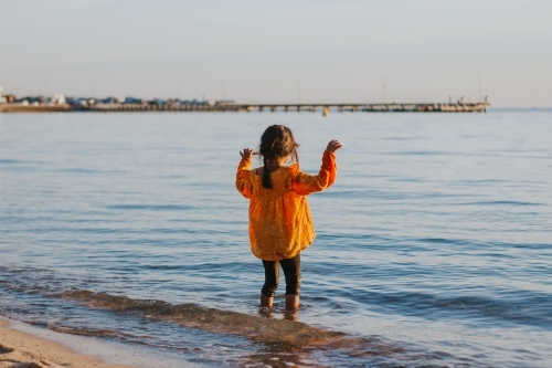 little girl in sea - Australian Stock Image