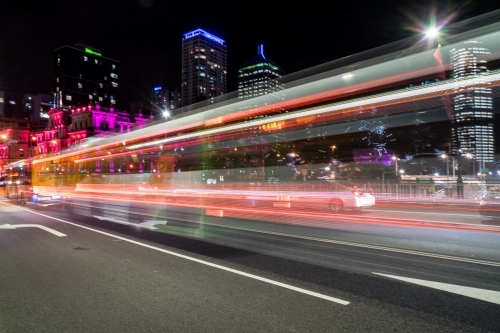 Long exposure of bus going past
