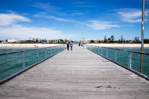 Looking along jetty towards the shore - Australian Stock Image