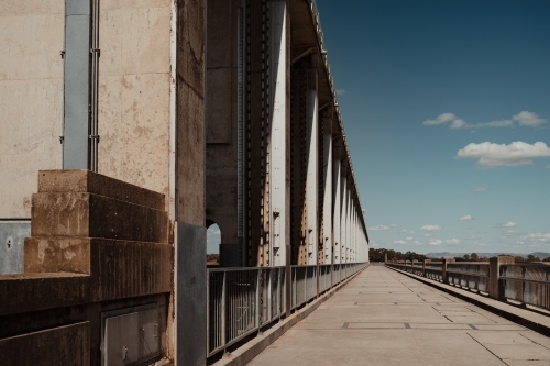 Looking along the Dam Wall at Hume Dam near Albury and Wodonga. - Australian Stock Image