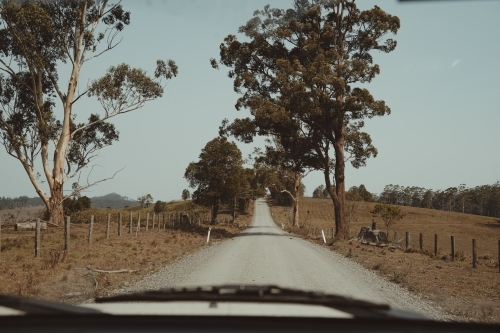 Looking down a country gravel road in rural New South Wales. - Australian Stock Image