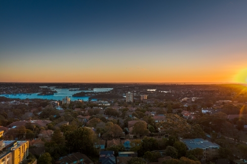 Looking towards Western Sydney on dusk - Australian Stock Image