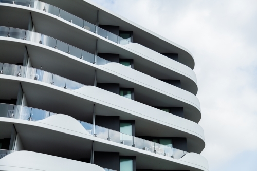 Looking up at high rise city buildings in Sydney - Australian Stock Image