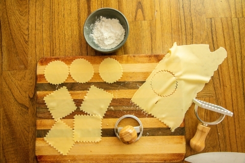 Making home made ravioli - Australian Stock Image