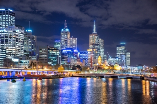 Melbourne Night Lights - Australian Stock Image