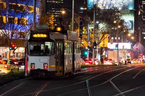 Image Of Melbourne City High Rise Buildings At Night Austockphoto