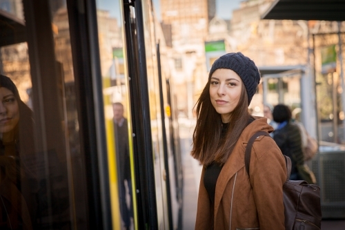 Melbourne Winter Commuter - Australian Stock Image