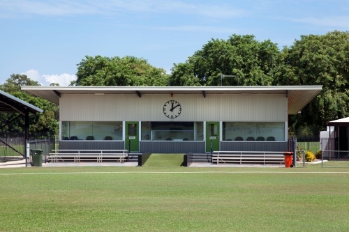 Members stand at local cricket grounds - Australian Stock Image