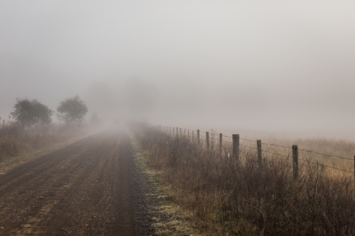 Misty dirt road - Australian Stock Image