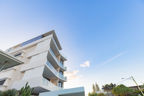 Modern white apartment building with copy space - Australian Stock Image