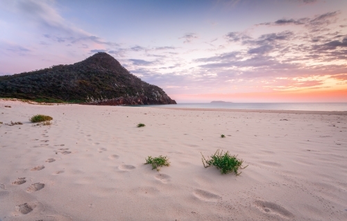 Morning light at Zenith Beach and Mt Tomaree in Port Stephens