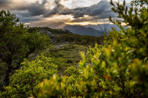 mountain landscape at sunset - Australian Stock Image