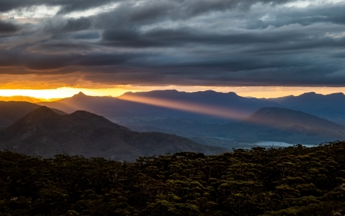 mountain landscape at sunset - Australian Stock Image