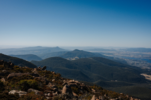 Mountains and rugged rocky terrain of Tasmania, Australia - Australian Stock Image