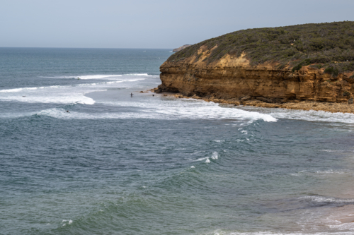 ocean water and cliff at Bells Beach - Australian Stock Image