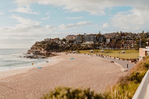 Ocean with Bronte Beach and headland on a sunny morning - Australian Stock Image