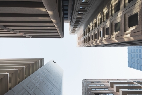 Office buildings in Adelaide city on a day while looking up - Australian Stock Image