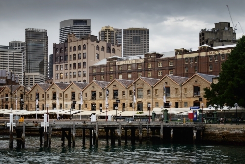 Old brick warehouses & wool stores at Campbells Cove Jetty, Sydney - Australian Stock Image