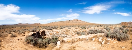 old ruins in arid landscape - Australian Stock Image