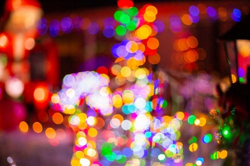 out of focus christmas light display background - Australian Stock Image