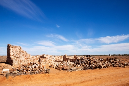 outback ruins under blue sky - Australian Stock Image