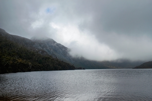 Overcast day on Dove Lake - Australian Stock Image