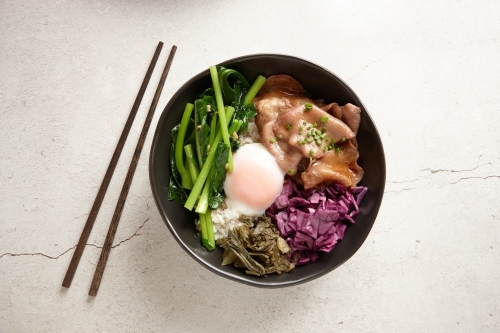 Ox tongue rice bowl - Australian Stock Image