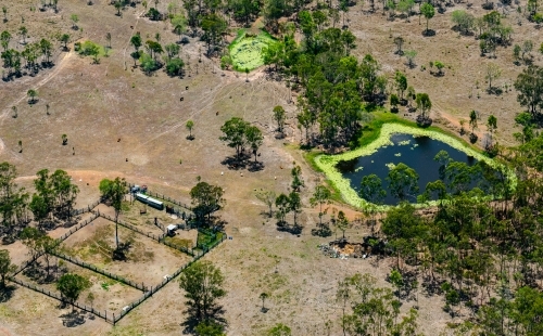 Paddocks and dam - Australian Stock Image