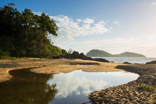 Palm Cove Beach and Double Island - Australian Stock Image