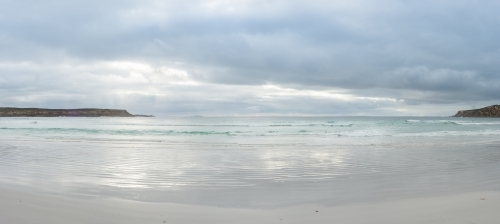 Panorama of bay sheltered by headlands - Australian Stock Image