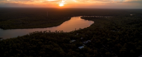 Panorama shot of river during sunset - Australian Stock Image